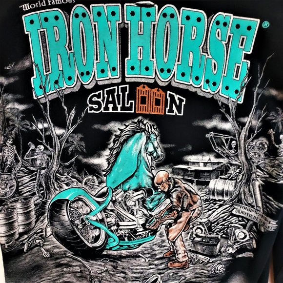 WORLD FAMOUS IRON HORSE SALOON ORMOND BEACH FL AWESOME SKELETONS PARTYING SHIRT - Picture 5 of 14